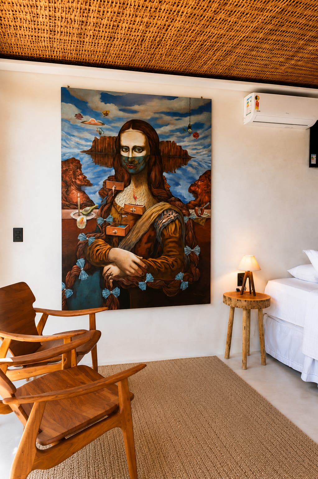 Master: área de estar com poltronas e obra de arte