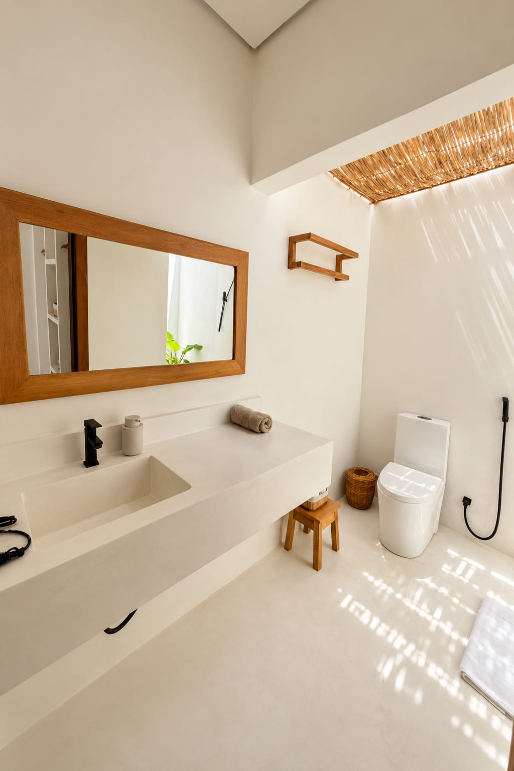 Essencial: banheiro com bancada e luz natural
